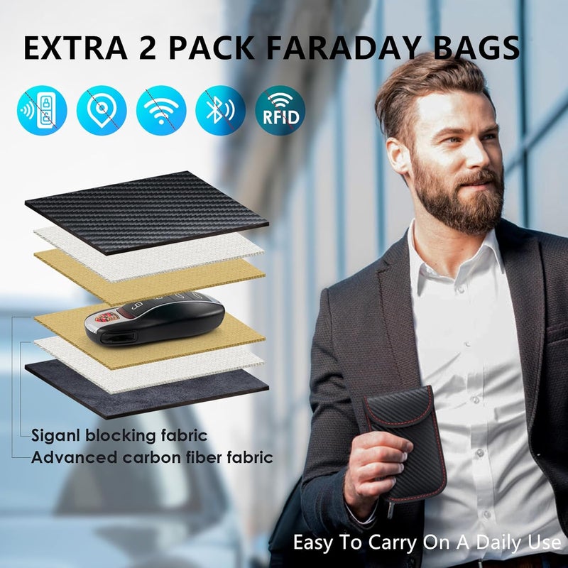 OMKHE Faraday Box Key Fob Protector, Faraday Box with 2 Pack Faraday Bags, RFID Box for Car Keys, Signal Blocking Box for Car Security (Large) - Image 4